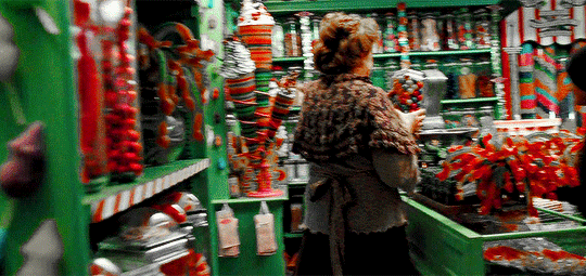 animated gif showing sweet shop full of students